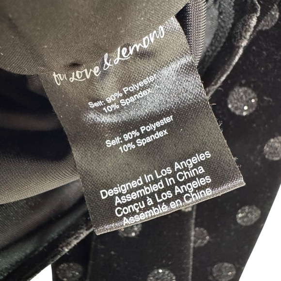 For Love & Lemons Elisa Velvet Glitter Dot Lace Up Cropped Top Black Size XS - Picture 9 of 13